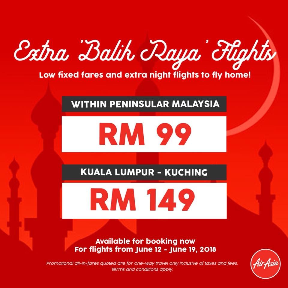 Harga Promosi Tiket AirAsia Balik Raya RM99